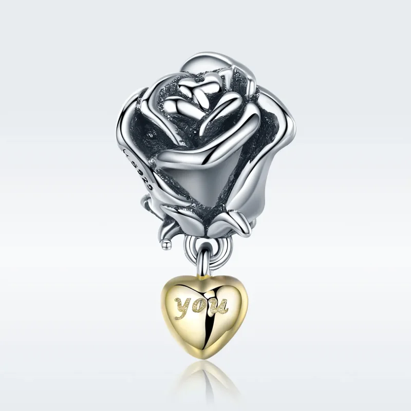 (image for) Two Tone Pandora Style Charm, I Love You - SCC455 - View 2
