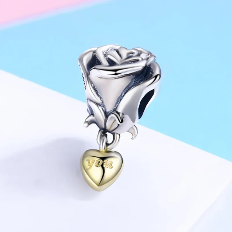 (image for) Two Tone Pandora Style Charm, I Love You - SCC455 - View 4