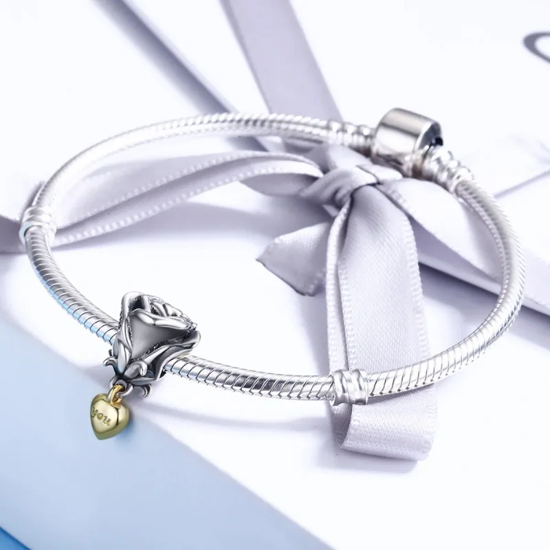 (image for) Two Tone Pandora Style Charm, I Love You - SCC455 - View 5