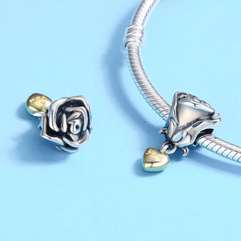 (image for) Two Tone Pandora Style Charm, I Love You - SCC455 - View 6