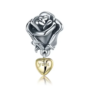(image for) Two Tone Pandora Style Charm, I Love You - SCC455