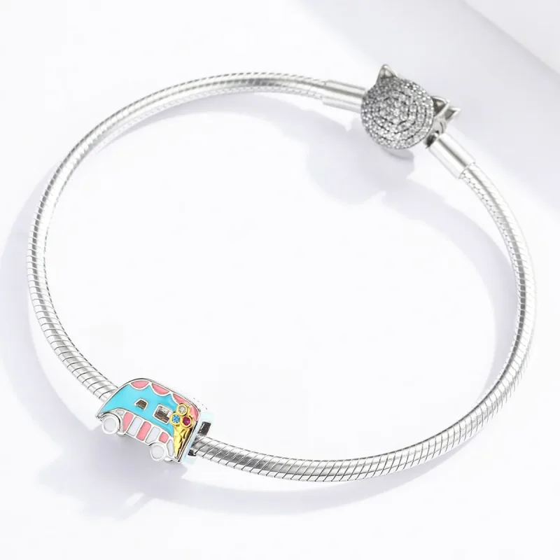 (image for) Two Tone Pandora Style Charm, Ice-Cream Van - BSC163 - View 3