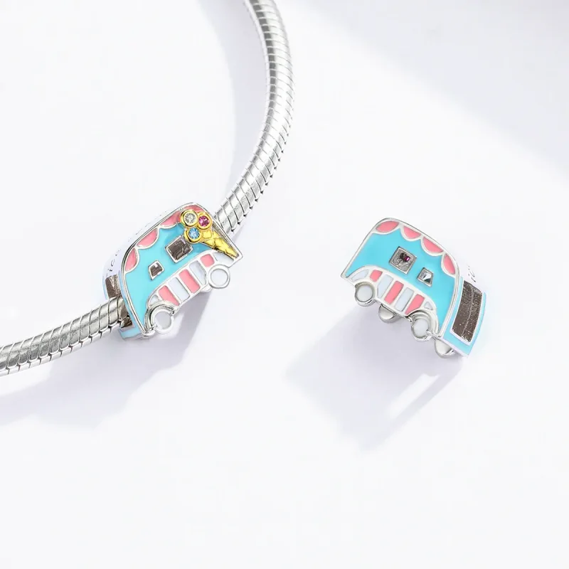 (image for) Two Tone Pandora Style Charm, Ice-Cream Van - BSC163 - View 4