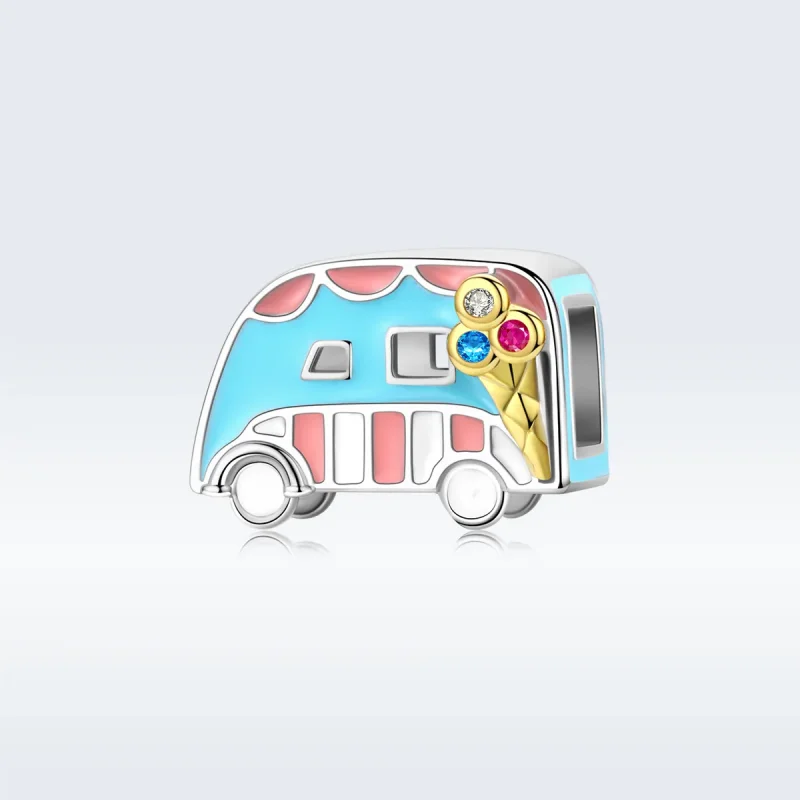 (image for) Two Tone Pandora Style Charm, Ice-Cream Van - BSC163 - View 5