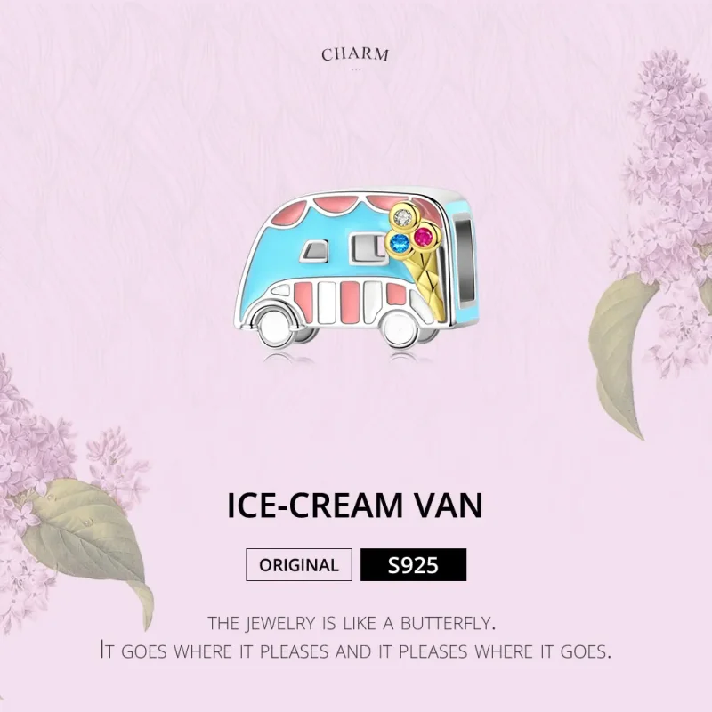 (image for) Two Tone Pandora Style Charm, Ice-Cream Van - BSC163 - View 6