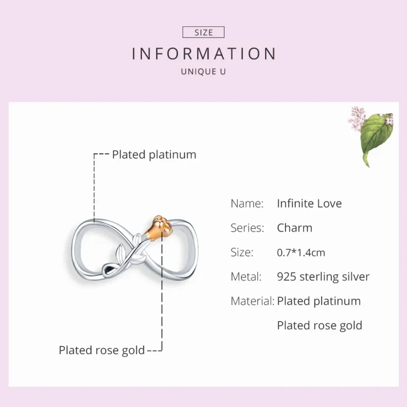 (image for) Two Tone Pandora Style Charm, Infinite Love - SCC1463 - View 7