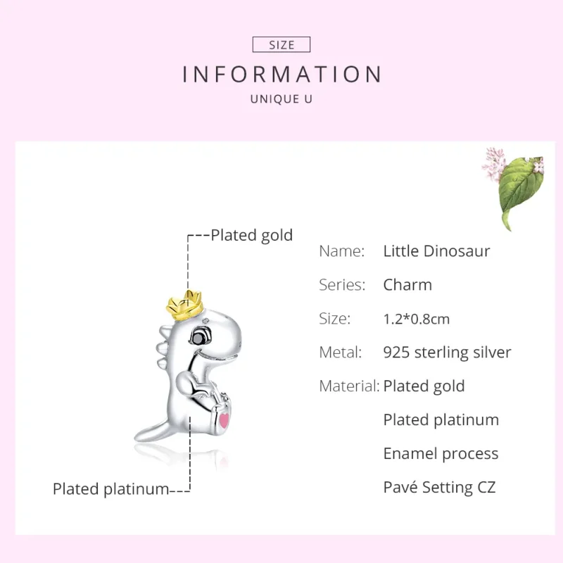 (image for) Two Tone Pandora Style Charm, Little Dinosaur - SCC1674 - View 7