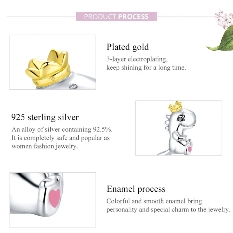 (image for) Two Tone Pandora Style Charm, Little Dinosaur - SCC1674 - View 8