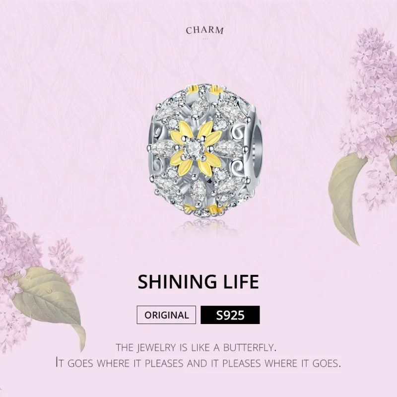 (image for) Two Tone Pandora Style Charm, Shining Life - SCC1333 - View 6