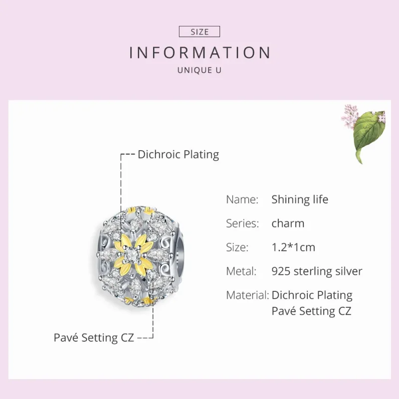 (image for) Two Tone Pandora Style Charm, Shining Life - SCC1333 - View 7