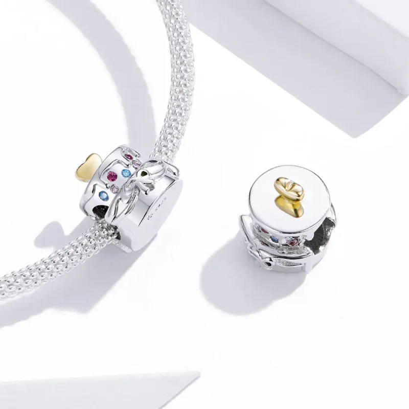 (image for) Two Tone Pandora Style Charm, Wedding Cake - BSC267 - View 4