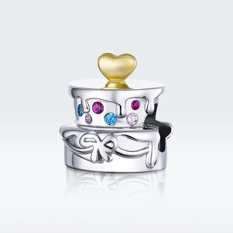 (image for) Two Tone Pandora Style Charm, Wedding Cake - BSC267 - View 5