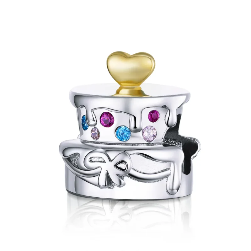 (image for) Two Tone Pandora Style Charm, Wedding Cake - BSC267 - Product Image