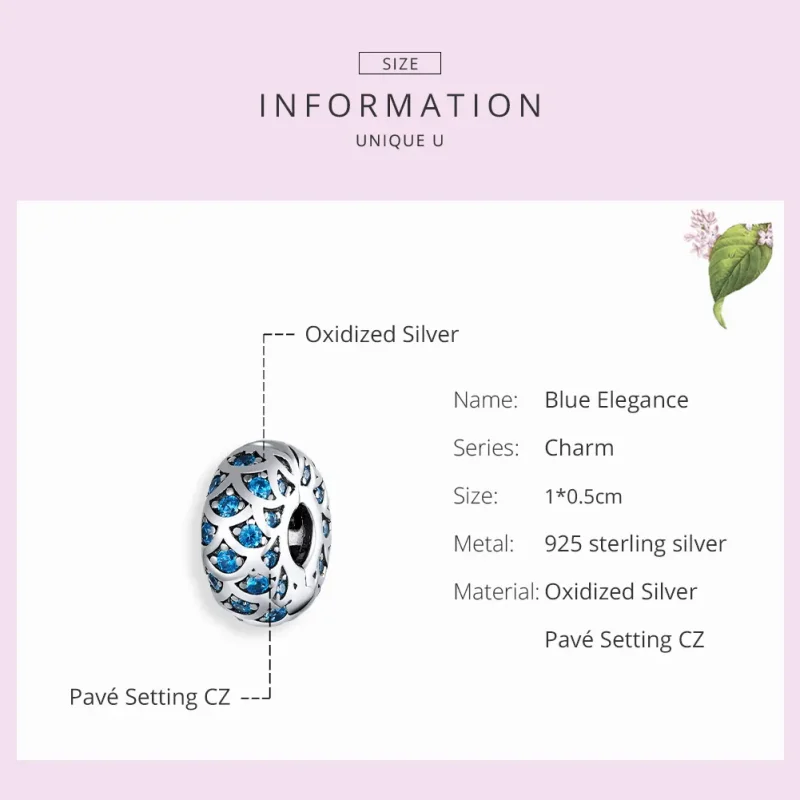 (image for) Pandora Style Silver Charm, Blue Elegance - SCC1513 - View 7