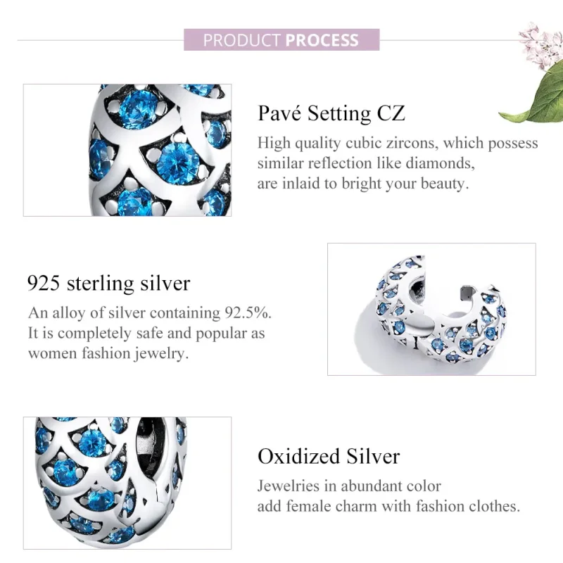 (image for) Pandora Style Silver Charm, Blue Elegance - SCC1513 - View 8
