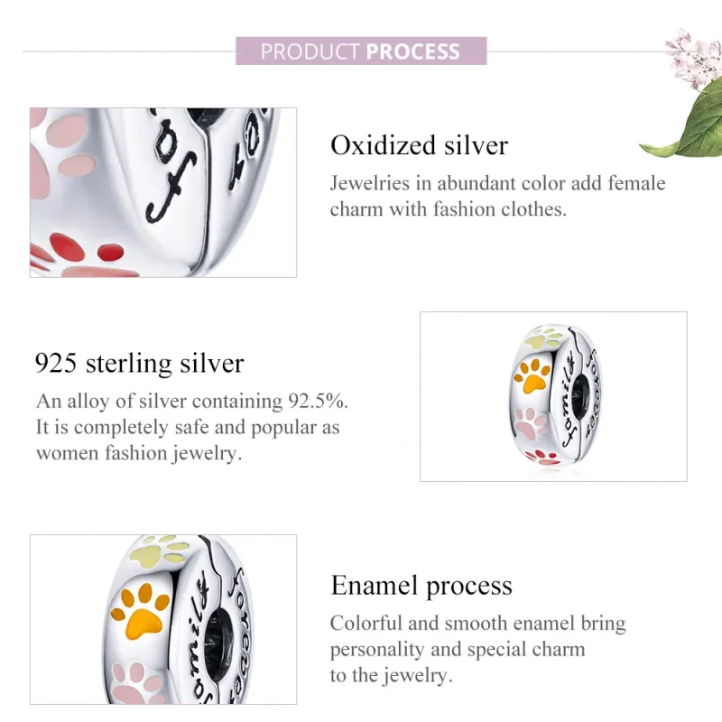 (image for) Pandora Style Silver Charm, Colorful Enamel Claw Prints - SCC1850 - View 6