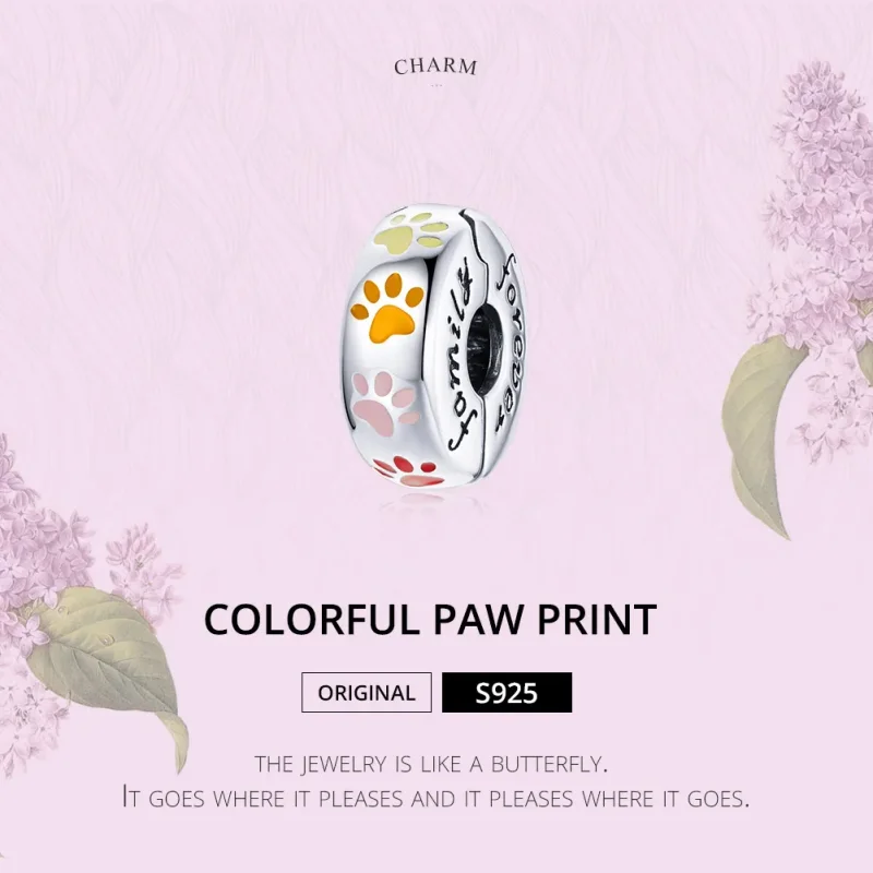 (image for) Pandora Style Silver Charm, Colorful Enamel Claw Prints - SCC1850 - View 7
