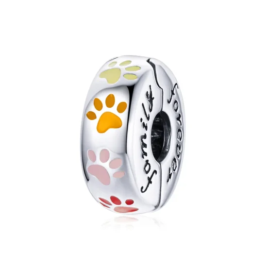 (image for) Pandora Style Silver Charm, Colorful Enamel Claw Prints - SCC1850