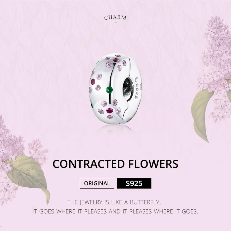 (image for) Pandora Style Silver Charm, Contracted Flowers - BSC245 - View 6