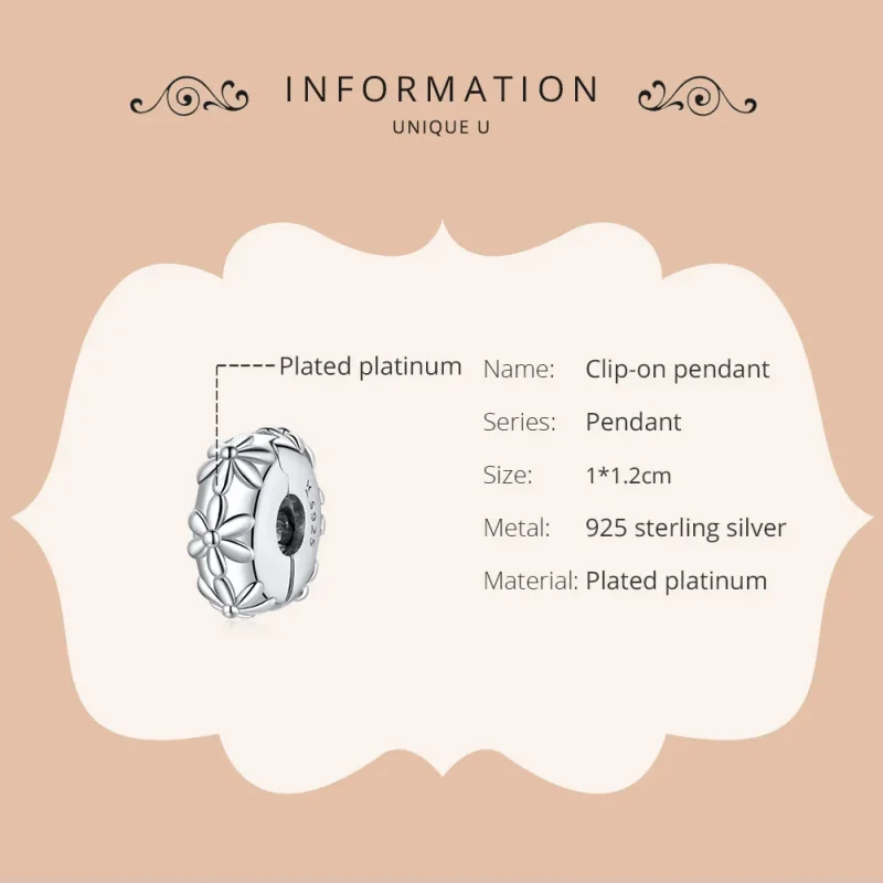 (image for) Pandora Style Silver Charm, Daisy - SCC1795 - View 6