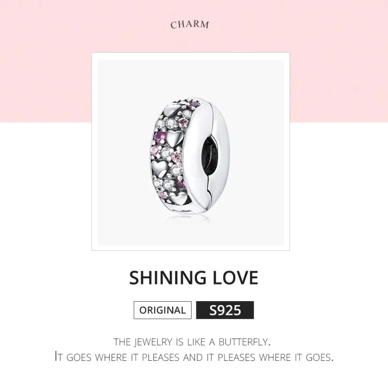 (image for) Pandora Style Silver Charm, Shining Love - SCC1745 - View 6