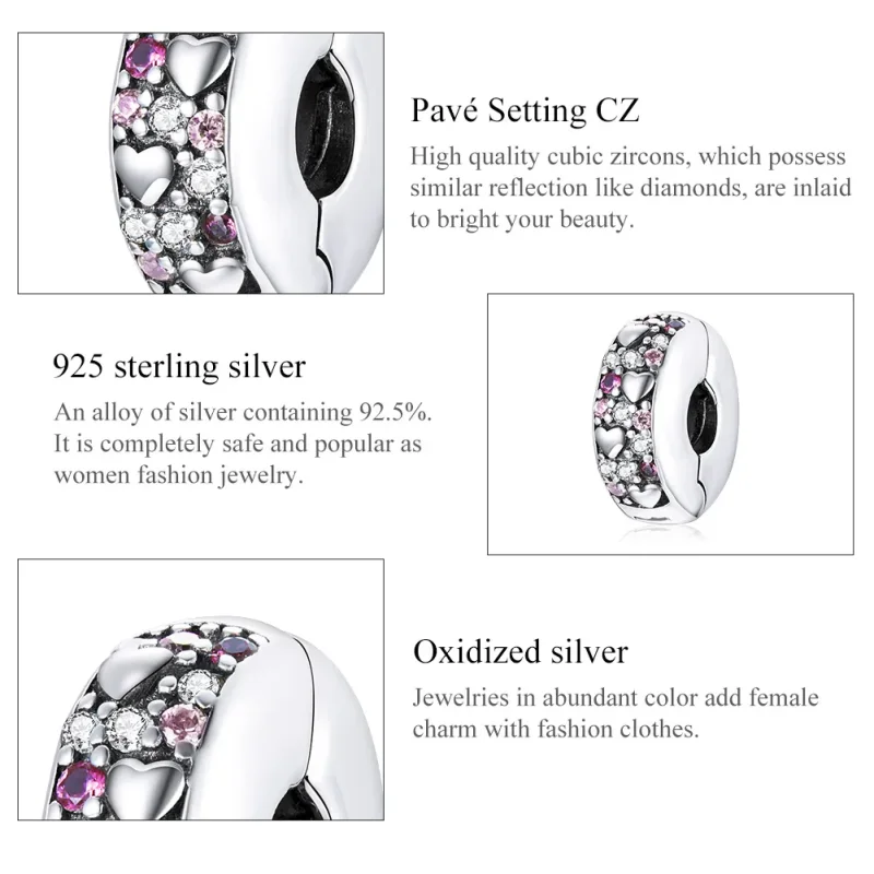 (image for) Pandora Style Silver Charm, Shining Love - SCC1745 - View 7