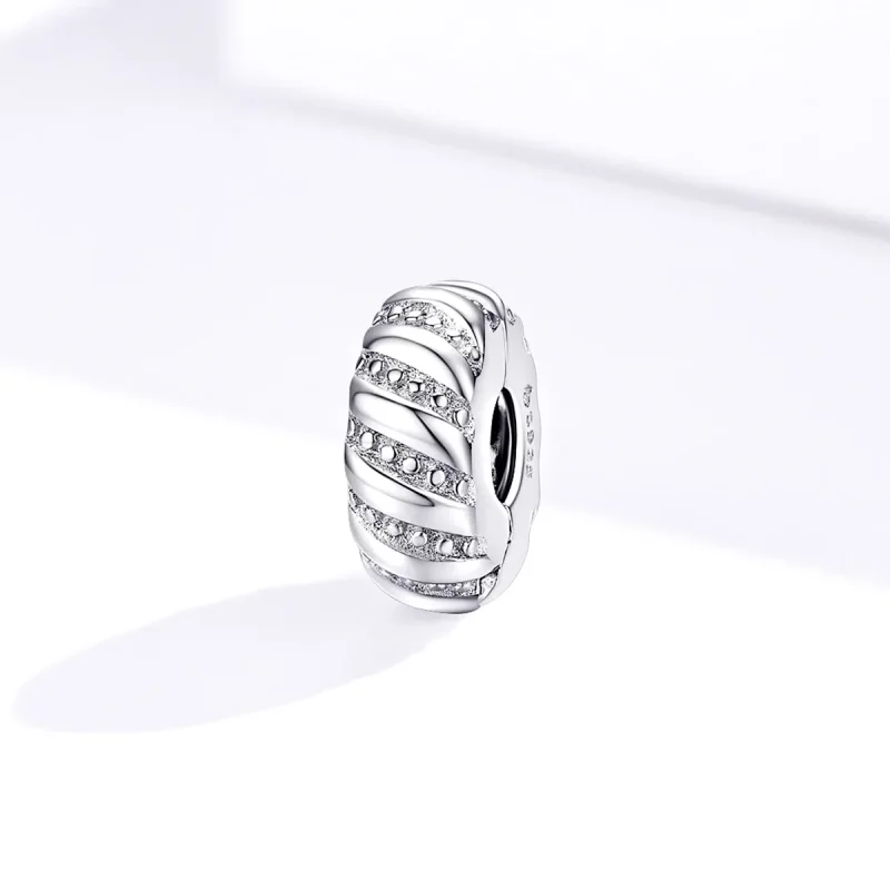 (image for) Pandora Style Silver Charm, Simple Texture - BSC278 - View 2