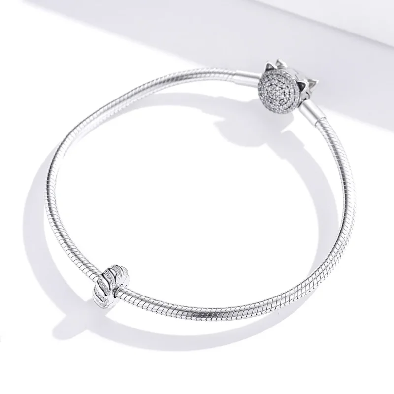 (image for) Pandora Style Silver Charm, Simple Texture - BSC278 - View 3