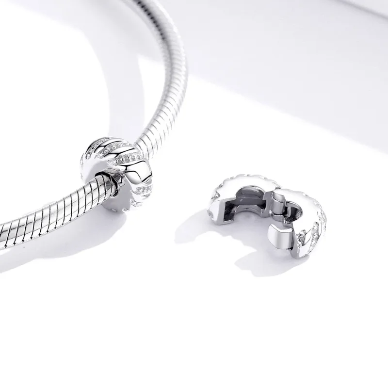 (image for) Pandora Style Silver Charm, Simple Texture - BSC278 - View 4