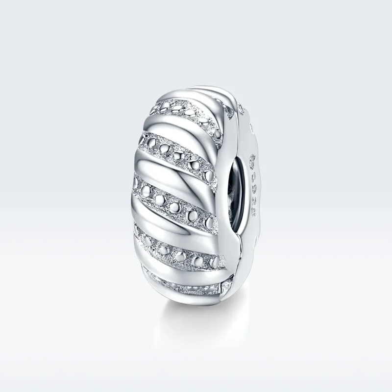 (image for) Pandora Style Silver Charm, Simple Texture - BSC278 - View 5