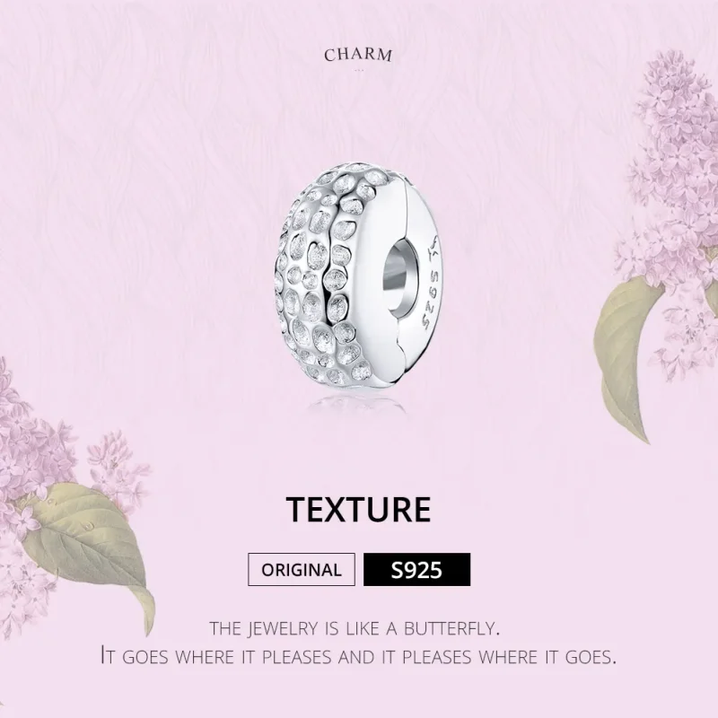 (image for) Pandora Style Silver Charm, Texture - SCC1490 - View 6