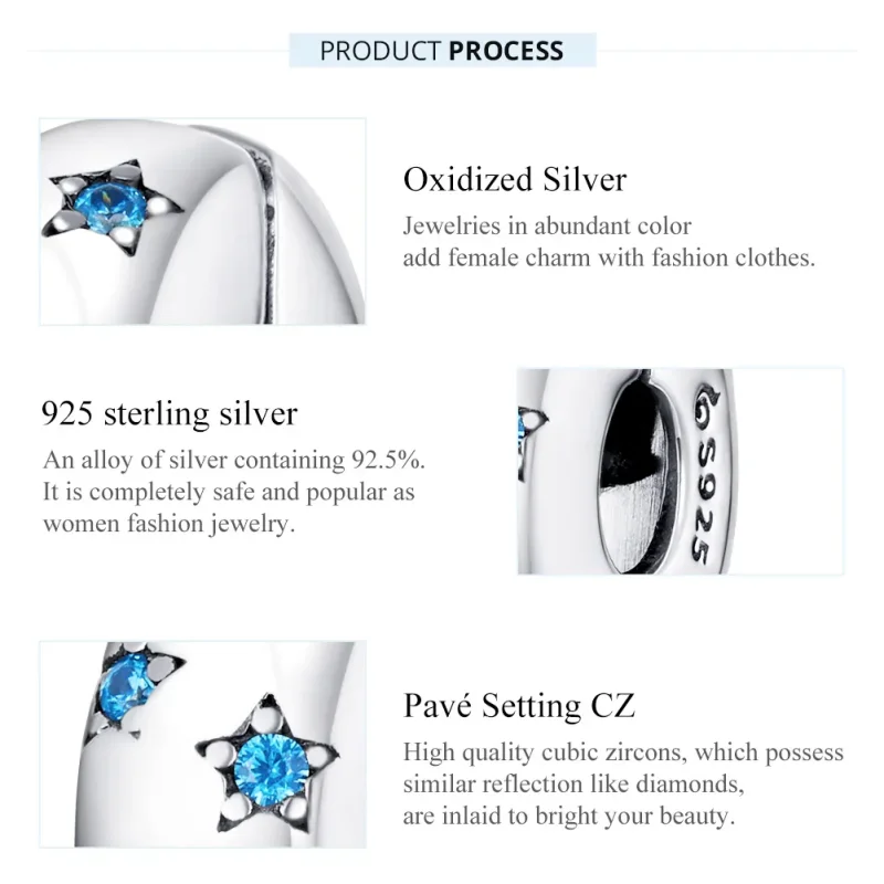 (image for) Pandora Style Silver Charm, Waves In The Sun - BSC253 - View 7