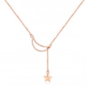 Rose Gold Starry Moon Chain Necklace - PANDORA Style - SCN108-C