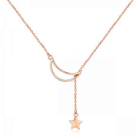 Rose Gold Starry Moon Chain Necklace - PANDORA Style - SCN108-C