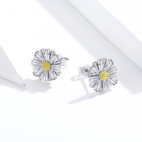 Pandora Style Silver Stud Earrings, Dazzling Daisy - SCE774