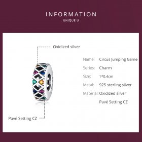 Pandora Style Silver Spacer Charm, Circus Jumping Game - SCC1659