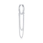 Pandora Style Silver Dangle Earrings, Pearl Chain - SCE1121