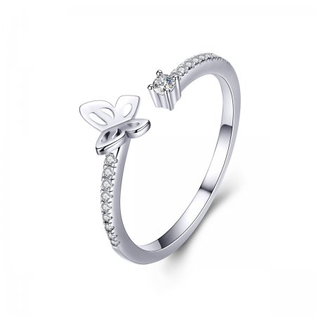 Pandora Style Silver Open Ring, Butterfly - SCR550