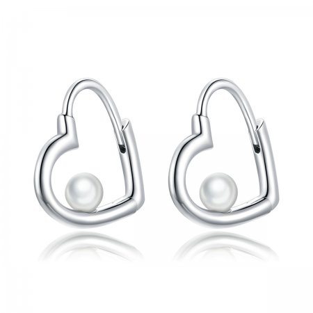 Pandora Style Silver Hoop Earrings, The Heart of Treasure - SCE939