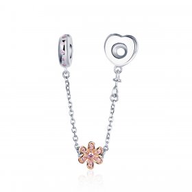 Pandora Compatible Silver Love Flower Safety Chain - SCC1113