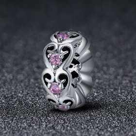 Pandora Style Silver Spacer Charm, Heart Shape - SCC339
