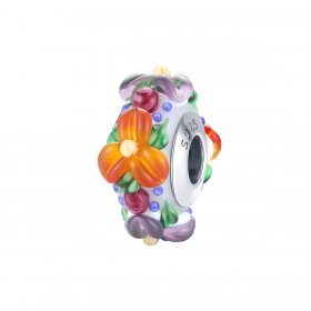 Pandora Style Silver Spacer Charm, Colorful Flowers - SCC1720