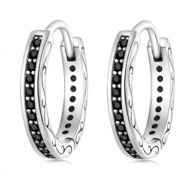 PANDORA Style Black Zircon Hoop Earrings - SCE1522