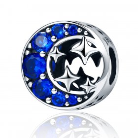 Pandora Style Silver Charm, Star Moon Myth - SCC184