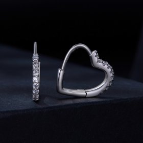 Pandora Style Heart-Shaped Moissanite Hoop Earrings (One Certificate) - MSE035