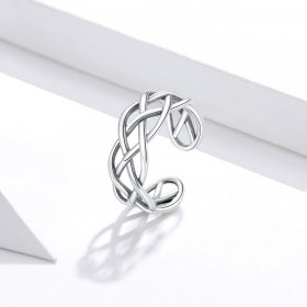 Pandora Style Silver Open Ring, Woven Texture - SCR675