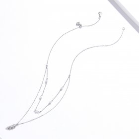 Pandora Style Silver Necklace, Shiny Wheat, Enamel - BSN208