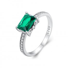Pandora Style Green Stone Ring - BSR461