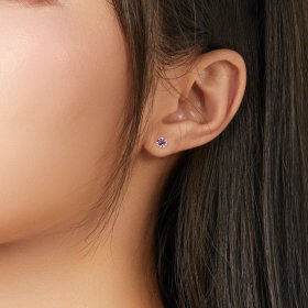 Pandora Style Silver Stud Earrings, Birthstone June - SCE862-6
