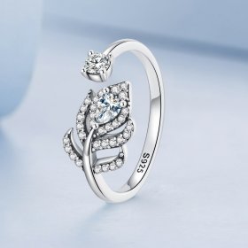 PANDORA Style Peacock Feather Open Ring - BSR299